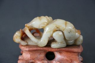 Old Rare Chinese Antique Natural Jade Hand - Carved Hetian Jade Statues Fishermen