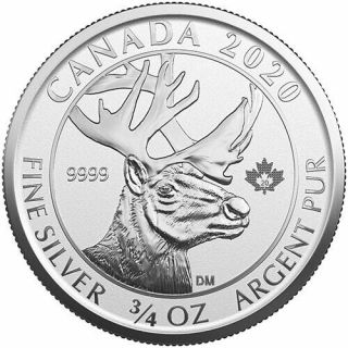 2020 Canada $2 Woodland Caribou 3/4 Oz Reverse Proof Silver Coin Rare