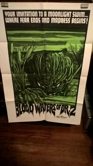 Blood Waters Of Dr.  Z 1974 Reissue,  Rare 30 X 40 Movie Poster Zaat