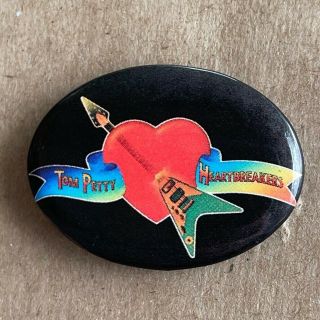 Rare Vintage 70s Tom Petty The Heartbreakers Pinback Oval Promo Button Pin Badge