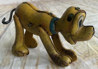 Rare Vintage Linemar Walt Disney Tin Litho Wind Up Pluto Toy Parts/restore L@@k