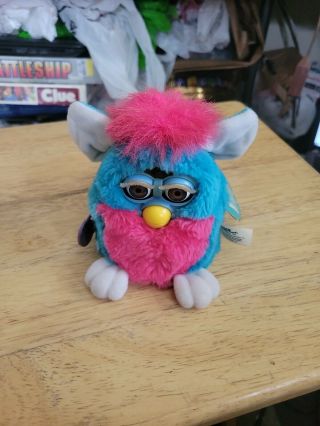 Vintage FURBY BABY CLOWN 1999 70 - 940 Blue Pink with BROWN EYES VERY RARE 2