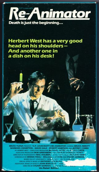 Rare Re - Animator 1985 Orig Vhs Unrated Edition Lovecraft Jeffrey Combs Vestron