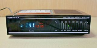 Rare Retro Vintage Toshiba Rc - K5 Dual Alarm Clock Am/fm Radio Woodgrain 1980s