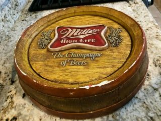 Rare Old 15 " Miller High Life Beer Brewing Chalk Barrel Advertising Sign Chips