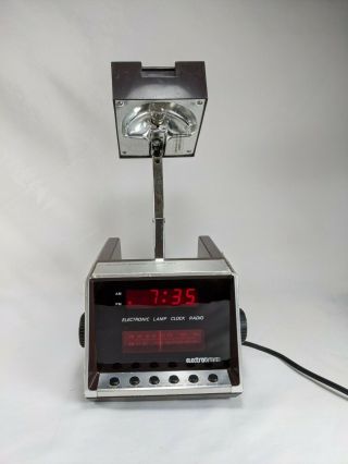 Electro Brand 4703 Alarm Clock Radio W/reading Lamp Light Vintage 1970s Rare