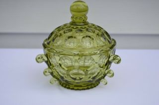 Rare Imperial Glass Provincial Verde 3 Handle Covered Box 1506