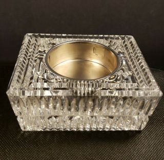 Rare Waterford Crystal Square Votive Candle Holder Fine Details With Insert