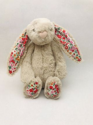 Rare Jellycat Blossom Posy Bunny Rabbit Plush Floral Ears 8” Small Grey Bashful
