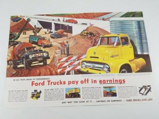 Rare Vintage 1956 Ford Trucks Cars Dealer Mailer Sales Ad Brochure Unmarked