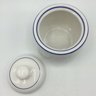 Vtg Trend Pacific Japan Galaxy Stoneware White Blue Banded Sugar Bowl Lid RARE 3