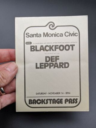 1981 Def Leppard Backstage Pass Santa Monica Civic Center - - Early Rare Pass