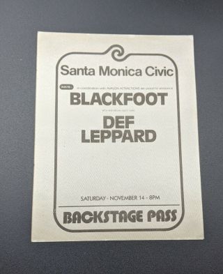 1981 DEF LEPPARD Backstage Pass Santa Monica Civic Center - - Early Rare Pass 2