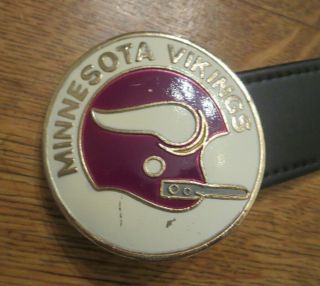 Rare Vintage Nfl 1971 Minnesota Vikings Football Unisex Leather Belt And Buckle