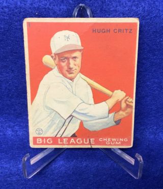Rare 1933 Goudey Big League Chewing Gum 3 Hugh Hughie Critz Rookie Baseball Card