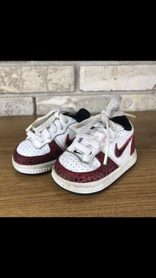 Rare Nike Toddler Baby Shoe Sneaker Size 2c White Red Black 312818 - 103 Low