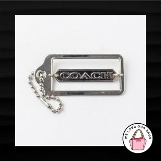 Rare 2.  75 " Large Coach Silver Nickel Swivel Key Fob Bag Charm Keychain Hang Tag