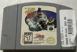 Clay Fighter 63 1/3 Game Authentic Nintendo 64 Rare N64 - 169r