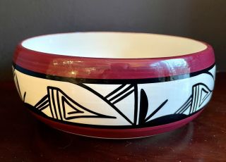 Rare Vintage Native American Ute Mountain Pottery Bowl Black White Signed