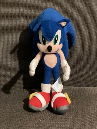 Ultra Rare Vtg Toy Network Sega Sonic X The Hedgehog 12” Soft Plush Plastic Eyes