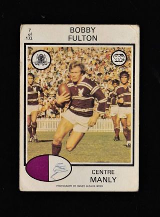 " Rare " 1975 Nrl Rugby League Card 7 Bob Bobby Fulton Manly Warringah Sea Eagles
