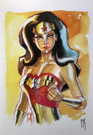 Stephane Roux Rare Wonder Woman Animated Jla Print 12x18 Signed Last Two