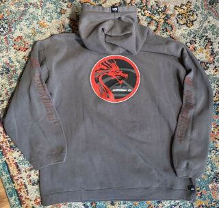 Vtg Quiksilver Hoodie Mens Xl 90s Surf Sweatshirt Dragon Logo Spell Out Rare