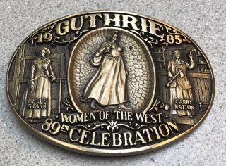 Rare 1985 Vintage Limited Brass Belt Buckle Women Of The West Guthrie Oklahoma