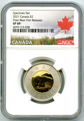 2021 Canada $2 Ngc Sp69 First Releases Specimen Two Dollar Toonie Rare