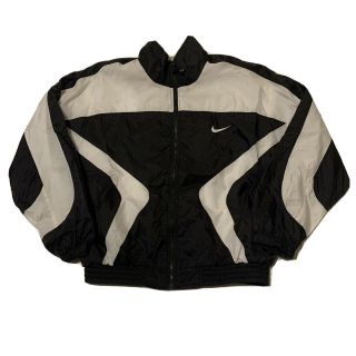 Vintage 90s Nike White Tag Windbreaker Jacket Rare Size Small Black And White