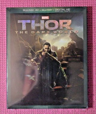 Thor The Dark World 3d Blu - Ray 2 - Disc Set W Rare Loki Slipcover Oop - No Digital