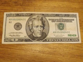 Rare Series 1996 Twenty Dollar Bill Ab 05228242 E - Crisp