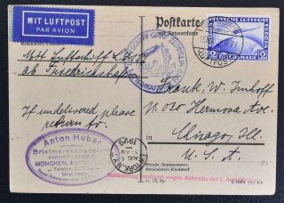 Germany To Usa 1929 Zeppelin,  Rare Airship Flight Card To Ny,  Delay Cachet Look
