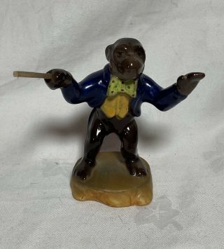 Bretby Art Pottery Woodville Monkey Conductor From Animal Band 9cm 1950s Rare