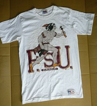 Rare Vintage Fsu Florida State University Seminoles T - Shirt Noles Mascot Size M