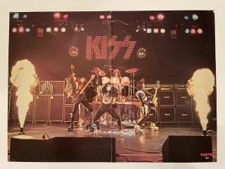 Kiss Rare Vintage Foldout Poster Alive Era Ace Frehley Gene Simmons Good Shape