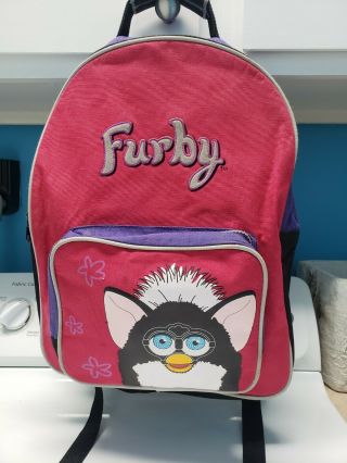 Rare Furby Backpack Pink Black Purple Zipper Pocket Cute Furby