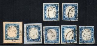 1863 Italy Sa 11,  11a,  11b Rare Cancels Stamps Lot Cv $700.  00,  Signed