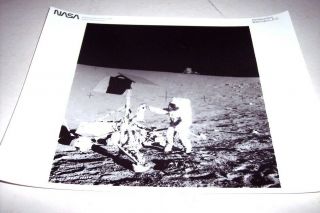 Rare Unusual Nasa Photo 8x10 Black Purple Ink On Back Apollo 12 Eva - 2