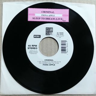 Fiona Apple Criminal/sleep To Dream 45 7 " Rare Indie Pop Rock Vinyl Record 1996