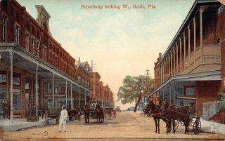 Fl 1900’s Very Rare Florida Broadway Looking West In Ocala Fla - Marion County