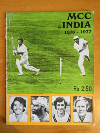 1976 - 77 Rare India V Mcc Official Souvenir Test Programme Vgc