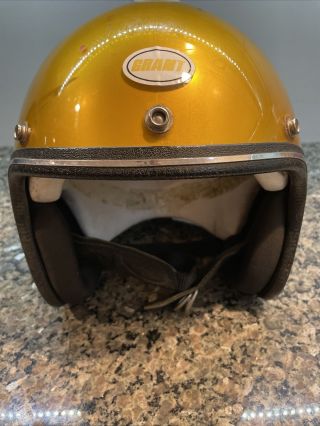 Rare Vtg Grant Rg - 9 Gold Helmet Scooter Mod Squad Motorcycle Snowmobile Size L