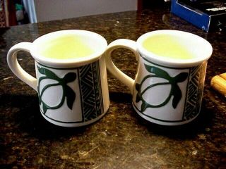 One Rare 1 Mug Lee Hawaii 3 - D Turtle Green On Cream Pottery 2 Cups Available