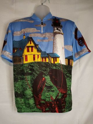 Rare Vtg Giordana Maine Lobster / Lighthouse Cycling Jersey Size Xl