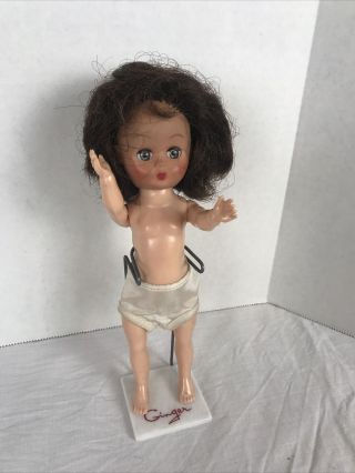 Rare Stand Vintage Cosmopolitan Ginger Doll - 7.  5 " Hard Plastic Dark Brown Hair