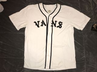 Rare Vans Off The Wall Infield Baseball Jersey White/black Cotton Mens Xl