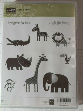 Retired Stampin Up Zoo Babies Cling - Mount Red Rubber Stamps & Dies By Dave Rare