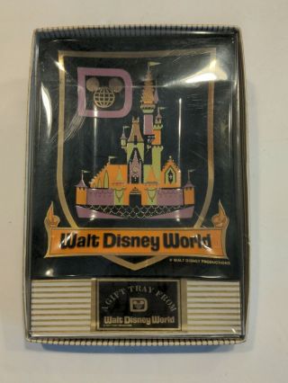 Rare Vintage Walt Disney World Castle Glass Gift Tray 70s Halloween Ashtray
