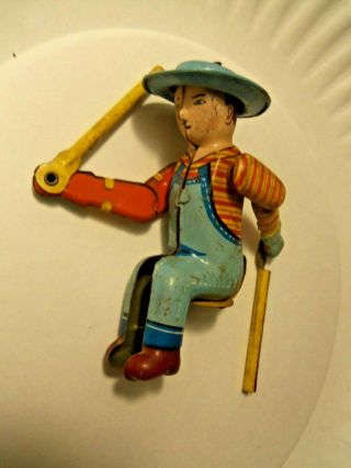 Vintage Tin Litho Toy Tractor Bulldozer Man Driver Farmer Rare Tin Toy Accessory